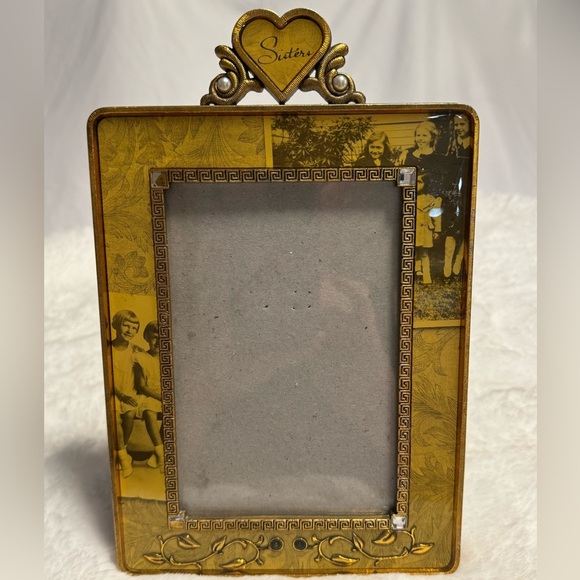 2003 Vintage Sisters Thompson Photo Frame 6X8 Gold Heavy Scrollwork Pearls Fancy - Picture 11 of 15